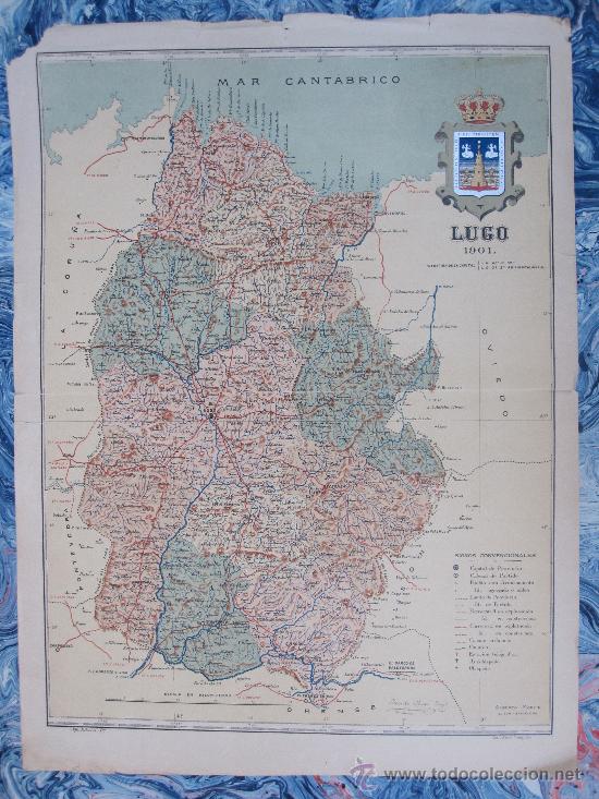 Mapas contempor&aacute;neos: LUGO: MAPA DE LA PROVINCIA. BENITO CHIAS 1902. 45 X 35 CM. APROX.