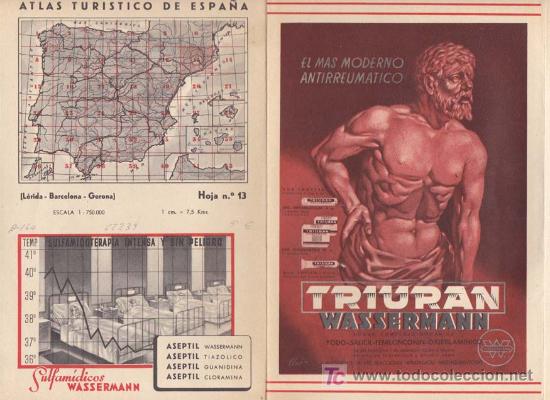 Contemporary maps: LERIDA - BARCELONA - GERONA. Mapa a Escala 1: 750.000 (Atlas Turistico de Espa&ntilde;a, 13).