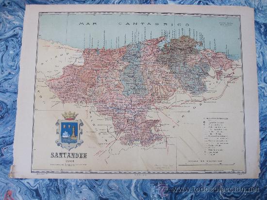Mapas contempor&aacute;neos: SANTANDER. MAPA DE LA PROVINCIA. BENITO CHIAS 1902. 35 X 45 CM. APROXIMADAMENTE
