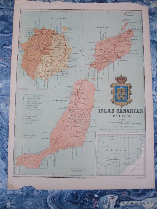 Contemporary maps: CANARIAS. MAPAS DE LA PROVINCIA: 2 MAPAS, BENITO CHIAS 1902. 45 X 35 CM. APROXIMADAMENTE