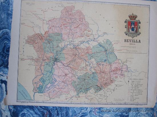 Contemporary maps: SEVILLA. MAPA DE LA PROVINCIA. BENITO CHIAS 1902. 45 X 35 CM. APROXIMADAMENTE