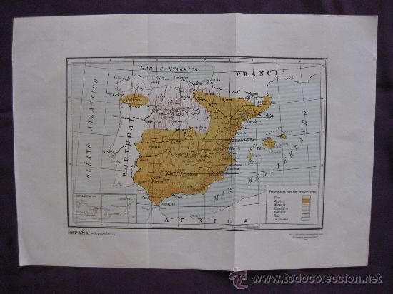 Zeitgen&ouml;ssische Karten: MAPA DE ESPA&Ntilde;A DE AGRICULTURA DE 1930-DIBUJADO EXPRESAMENTE PARA COMERCIO INTERNACIONAL.