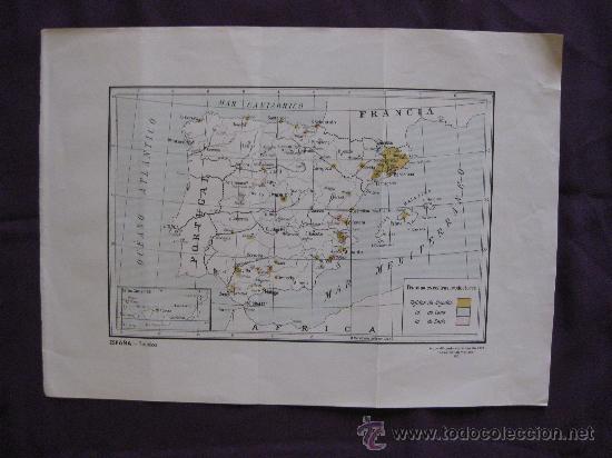 Mapas contempor&aacute;neos: MAPA DE ESPA&Ntilde;A DE TEJIDOS DE 1931-DIBUJADO EXPRESAMENTE PARA COMERCIO INTERNACIONAL.