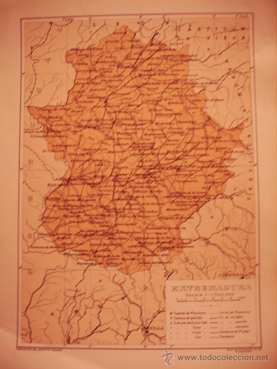 Mapas contempor&acirc;neos: (FERRER DE FRANGANILLO / F. CAMPS): MAPA: EXTREMADURA.