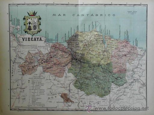 Mappe contemporanee: MAPA DE LA PROVINCIA DE VIZCAYA, de BENITO CHIAS, ca. 1900