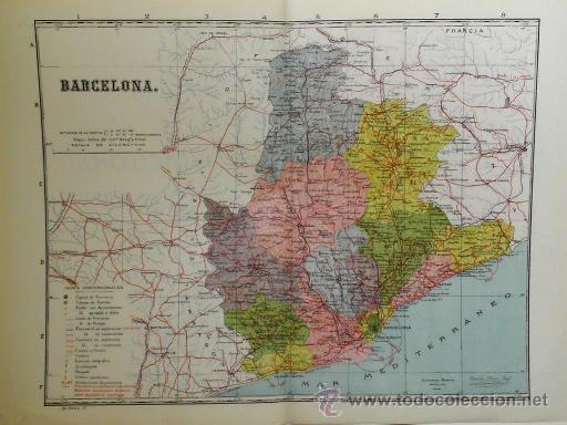 Mappe contemporanee: MAPA DE LA PROVINCIA DE BARCELONA, de BENITO CHIAS, ca. 1900