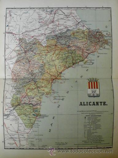 Mappe contemporanee: MAPA DE LA PROVINCIA DE ALICANTE, de BENITO CHIAS, ca. 1900