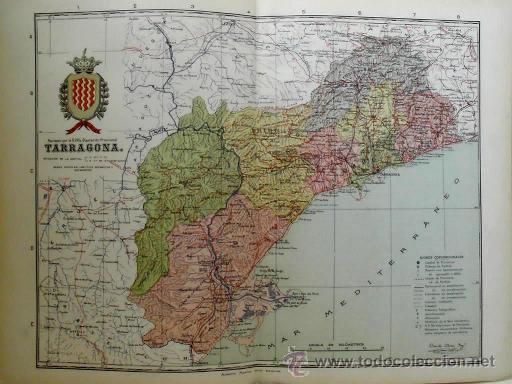 Mappe contemporanee: MAPA DE LA PROVINCIA DE TARRAGONA, de BENITO CHIAS, ca. 1900