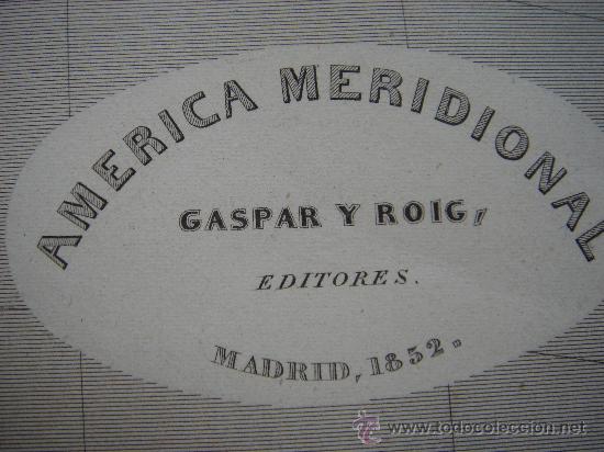 Mapas contempor&acirc;neos: MARAVILLOSO MAPA AMERICA MERIDIONAL, GRABADO AL ACERO, DUFOUR, ORIGINAL, MADRID, 1852, ESPL&Eacute;NDIDO