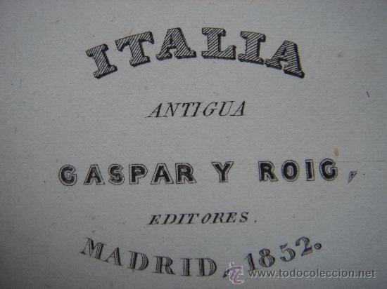 Mapas contempor&acirc;neos: MARAVILLOSO MAPA HIST&Oacute;RICO ITALIA ANTIGUA, GRABADO ACERO, DUFOUR, ORIGINAL, MADRID, 1852, PERFECTO