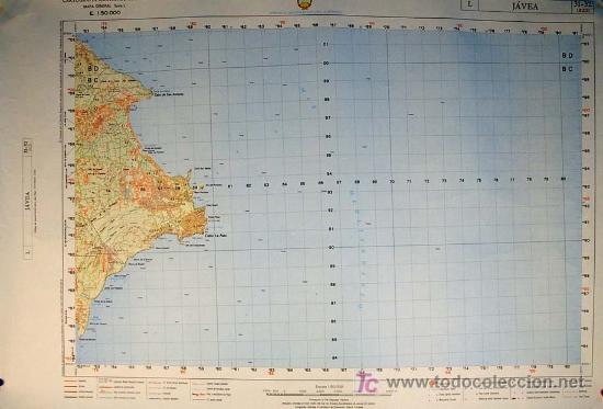 Mapas contempor&aacute;neos: SERVICIO GEOGR&Aacute;FICO DEL EJ&Eacute;RCITO. JAVEA - COMUNIDAD VALENCIANA. Mapa a Escala 1: 50.000. Cartograf&iacute;a