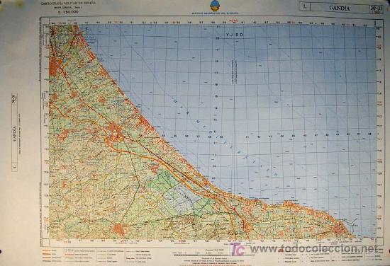 Mapas contempor&aacute;neos: SERVICIO GEOGR&Aacute;FICO DEL EJ&Eacute;RCITO. GANDIA - COMUNIDAD VALENCIANA. Mapa a Escala 1: 50.000. Cartograf&iacute;