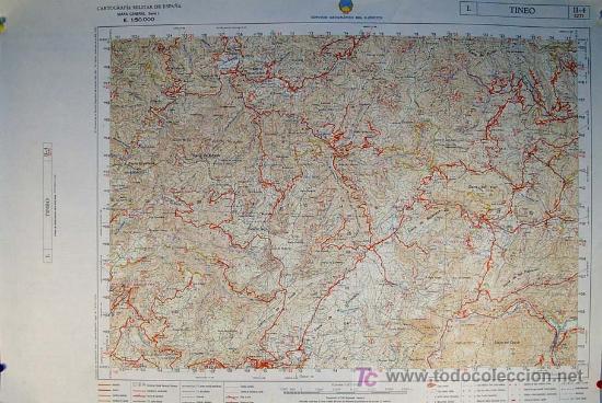 Mapas contempor&aacute;neos: SERVICIO GEOGR&Aacute;FICO DEL EJ&Eacute;RCITO. TINEO - ASTURIAS. Mapa a Escala 1: 50.000. Cartograf&iacute;a Militar de