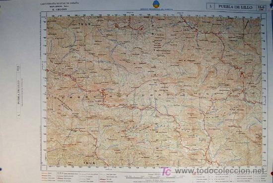 Mapas contempor&aacute;neos: SERVICIO GEOGR&Aacute;FICO DEL EJ&Eacute;RCITO. PUEBLA DE LILLO - LEON. Mapa a Escala 1: 50.000. Cartograf&iacute;a Milit