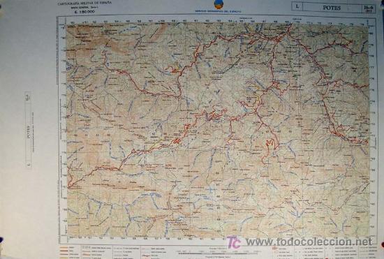 Mapas contempor&aacute;neos: SERVICIO GEOGR&Aacute;FICO DEL EJ&Eacute;RCITO. POTES - CANTABRIA. Mapa a Escala 1: 50.000. Cartograf&iacute;a Militar de