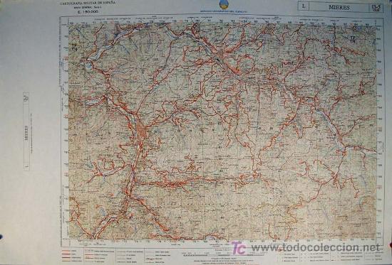 Mapas contempor&aacute;neos: SERVICIO GEOGR&Aacute;FICO DEL EJ&Eacute;RCITO. MIERES - ASTURIAS. Mapa a Escala 1: 50.000. Cartograf&iacute;a Militar de