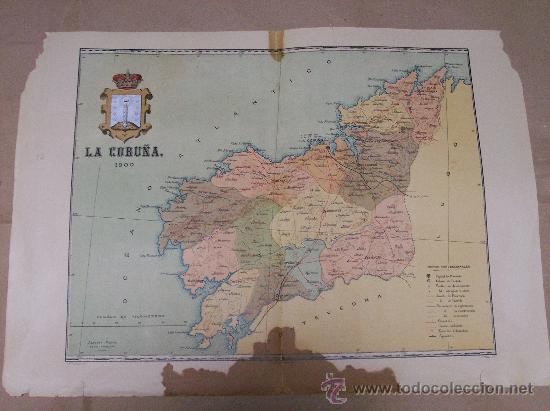 Mapas contempor&acirc;neos: MAPA DE LA PROVINCIA DE LA CORU&Ntilde;A 1900 / BENITO CH&Iacute;AS / ALBERTO MART&Iacute;N EDITOR. BARCELONA