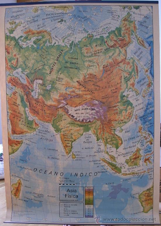 mapa de asia fisico vicens vives Mapa escolar de asia fisica y politica, editori   Sold through 