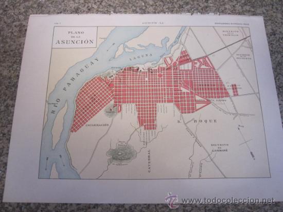 Contemporary maps: PARAGUAY - ASUNCION CALLEJERO  Y VISTAS LAMINA CROMOLITOGRAFICA  - ENC SEGUI APROX 1920 CORREOS 2.8&euro;