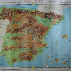 Mapas contemporáneos: MAPA ESCUELA.MINISTERIO DE EDUCACION NACIONAL.79X111.ESPAÑA FISICO. Lote 20912775