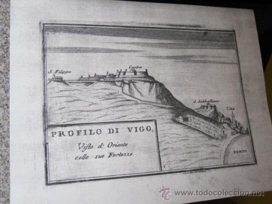 Zeitgen&ouml;ssische Karten: 10 FACSIMILES GRABADO VIGO - PERFIL DEL CASTILLO Y FORTALEZAS MEDIADOS XVII - 23X17CM CORREO 2.50&euro;