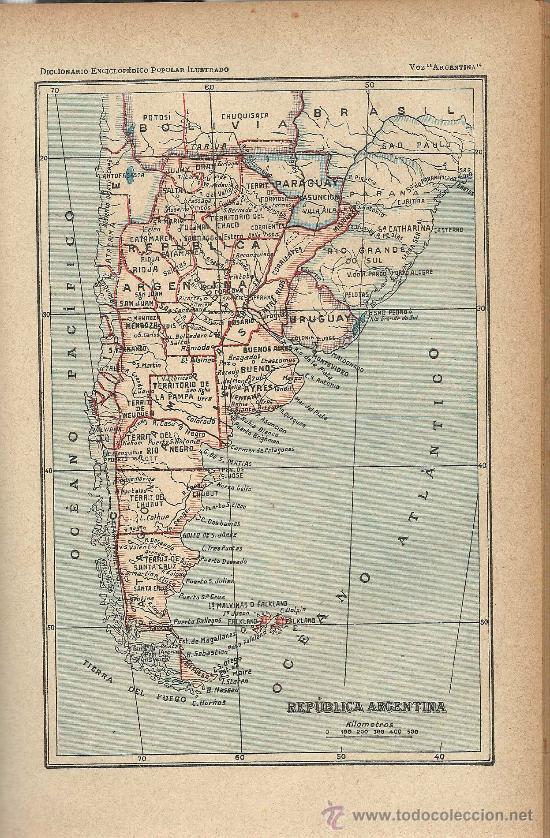 Mapas contempor&aacute;neos: Mapa Rep&uacute;blica Argentina  - circa 1900 - Foto 1