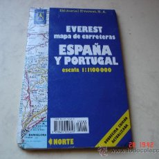 Mapas contemporáneos: MAPA DE CARRETERAS ESPAÑA Y PORTUGAL - EDITORIAL EVEREST - DUODECIMA EDICION. Lote 21863197