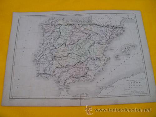 Contemporary maps: Antiguo Mapa : Carte Physique et Politique de ESPA&Ntilde;A et du PORTUGAL. 1866. DRIOUX, LEROY Ch.