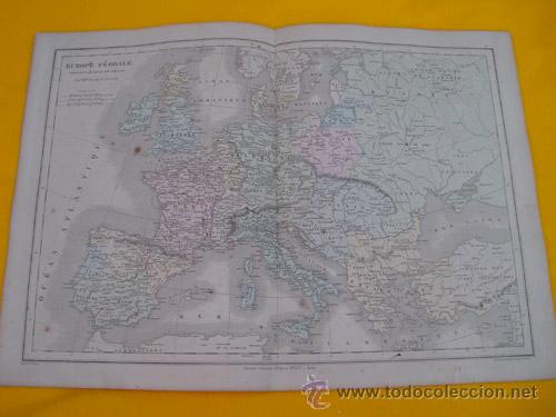 Contemporary maps: Antiguo Mapa: EUROPE F&Eacute;ODALE pendant les XI et XII . 1866. DRIOUX, LEROY Ch.