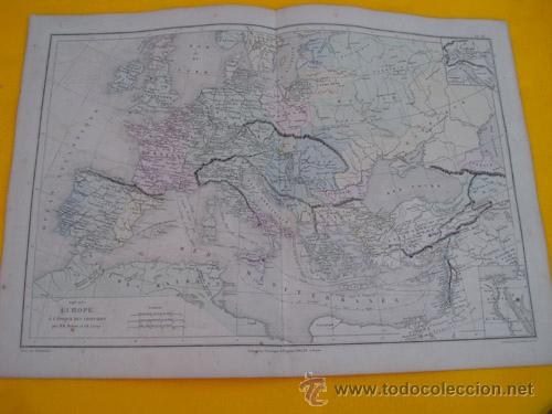 Contemporary maps: Antiguo Mapa: EUROPE &aacute; l'&Eacute;poque des Croisades. 1866. DRIOUX, LEROY Ch.