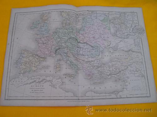 Contemporary maps: Antiguo Mapa: EUROPE pendant la derni&egrave;re P&eacute;riode du Moyen - &Acirc;ge. 1866. DRIOUX, LEROY Ch.