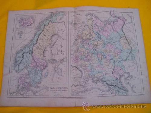 Mappe contemporanee: Antiguo Mapa: &Eacute;TATS SCANDINAVES, RUSSIE. 1866. DRIOUX, LEROY Ch.