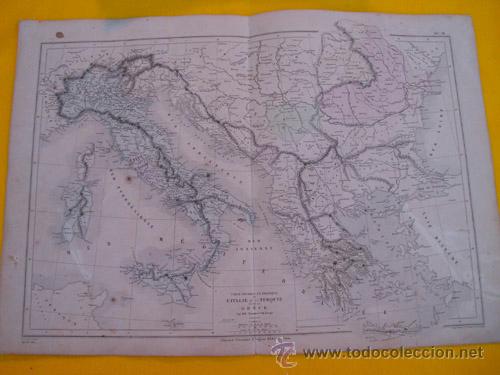 Mappe contemporanee: Antiguo Mapa: Carte Physique et Politique l'ITALIE, TURQUIE et GR&Egrave;CE. 1866. DRIOUX, LEROY Ch.