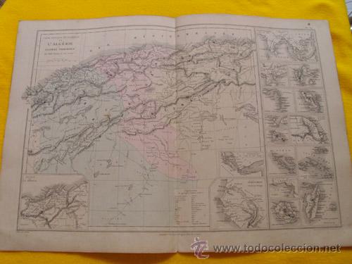 Mappe contemporanee: Antiguo Mapa: Carte Physique et Politique de l'ALG&Eacute;RIE Colonies Francaises. DRIOUX, LEROY Ch. 1866