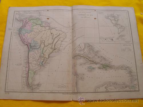 Mappe contemporanee: Antiguo Mapa: Carte Physique et Politique de l'AM&Eacute;RIQUE DU SUD. DRIOUX, LEROY Ch. 1866