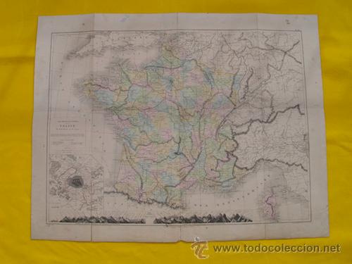 Mappe contemporanee: Antiguo Mapa: Carte Physique et Politique de la FRANCE. DRIOUX, LEROY Ch. 1866