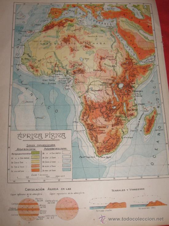 Mapas contempor&aacute;neos: ANTIGUEDADES - MAPAS - MAPA AFRICA FISICA