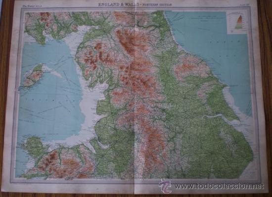 Mapas contempor&aacute;neos: MAPA INGLATERRA .. England & Wales .. Northern section - Foto 1