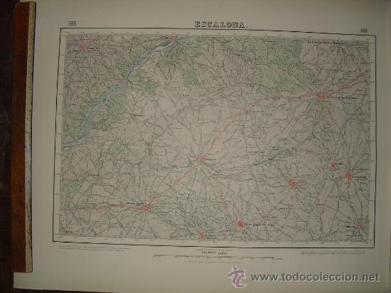 Mappe contemporanee: 1883  MAPA DE  ESCALONA HOJA  603 DEL MTN 1:50000 PRIMERA EDICION LITOGRAFICA EN COLOR