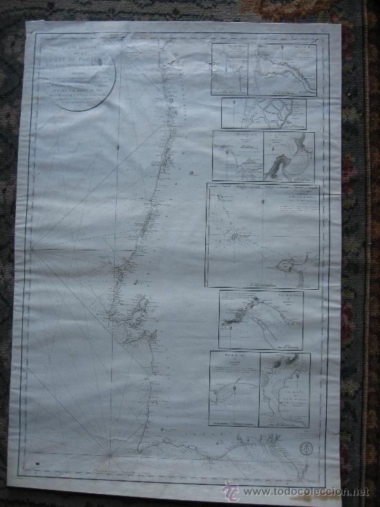 Mappe contemporanee: ANTIGUO GRABADO DE LA COSTA DE PORTUGAL - 1816 -   64CM X 94CM