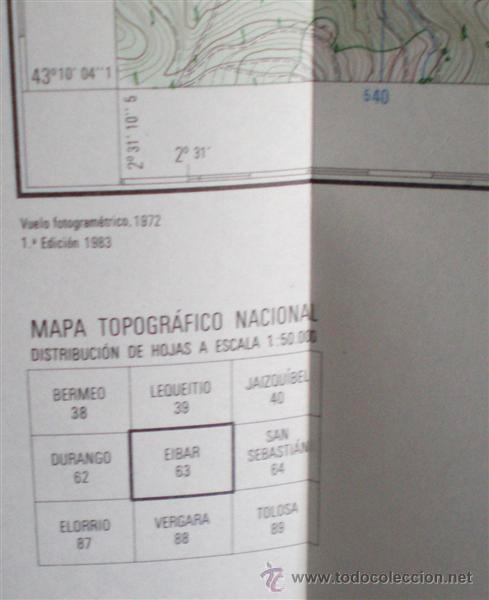 Mapas contempor&aacute;neos: Mapa topogr&aacute;fico Nacional de Espa&ntilde;a .. EIBAR 1983 - Foto 4