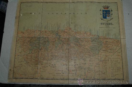 Mappe contemporanee: Mapa de Asturias a&ntilde;o 1903 sobre tela, Editor Alberto Martin Barcelona