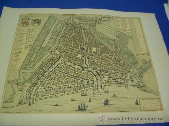 Mapas contempor&acirc;neos: ROTTERDAM ANTIGUO MAPA - IMPRESO EN LOS A&Ntilde;OS 80 -  56 x 57 cm.