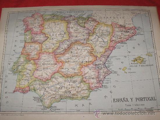 Mapas contempor&aacute;neos: ANTIGUEDADES - MAPAS - MAPA ESPA&Ntilde;A Y PORTUGAL