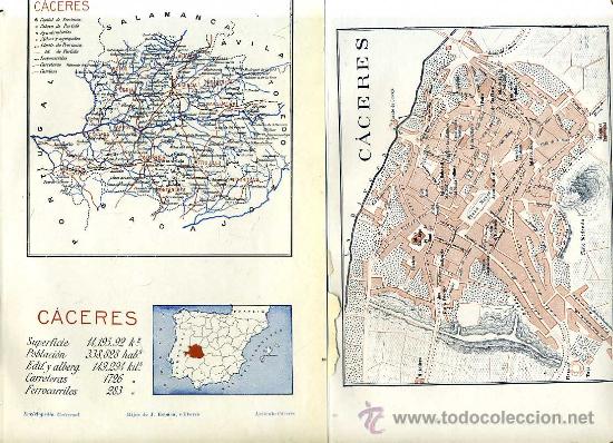 Mapas contempor&aacute;neos: ANTIGUO MAPA Y PLANO DE C&Aacute;CERES (C. 1925) - Foto 1