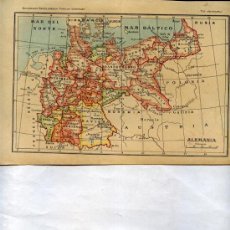 Mapas contemporáneos: LAMINA MAPA ALEMANIA C.A. 1910 ANTES DE LA PRIMERA GUERRA Y LA REPARTICIÓN