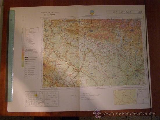 Mapas contempor&aacute;neos: Mapa militar escala 1:400000. Zona de Zaragoza. Coordenadas sistema UTM.