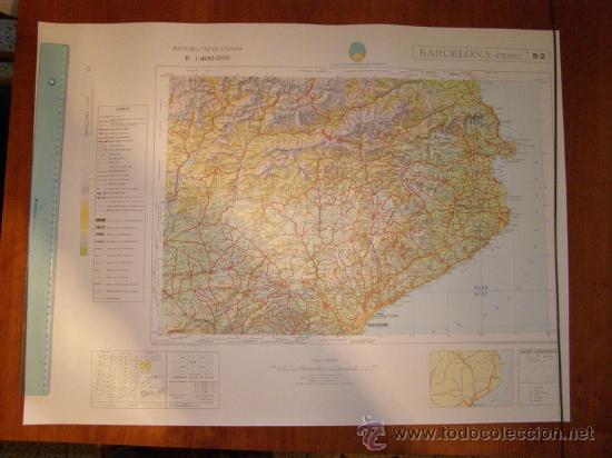 Mapas contempor&aacute;neos: Mapa militar escala 1:400000. Zona de Barcelona - Ceret. Coordenadas sistema UTM.