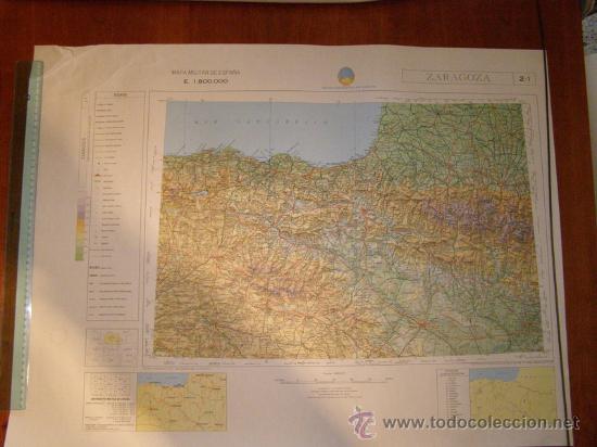 Mapas contempor&aacute;neos: Mapa militar escala 1:800000. Zona de Zaragoza. Coordenadas sistema UTM.