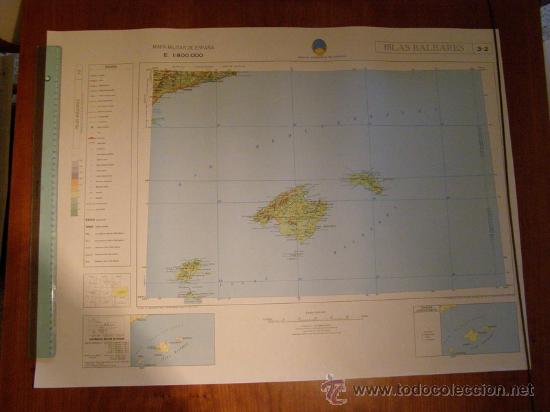 Mapas contempor&aacute;neos: Mapa militar escala 1:800000. Zona de Islas Baleares. Coordenadas sistema UTM.